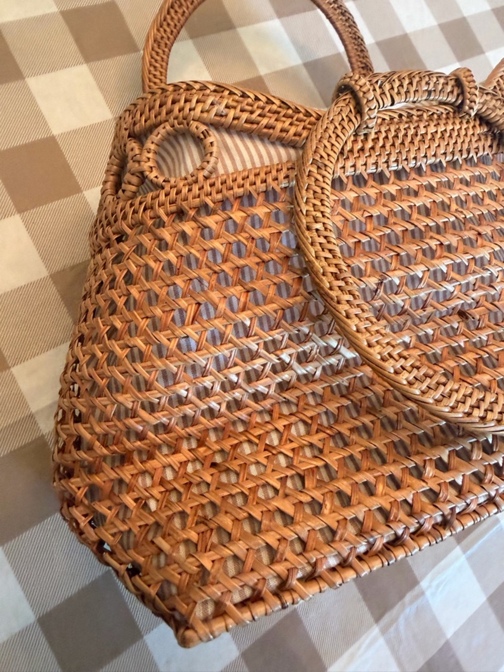 Anthropologie Bali Squared Bag Purse Rattan Beach - Picture 4 of 9